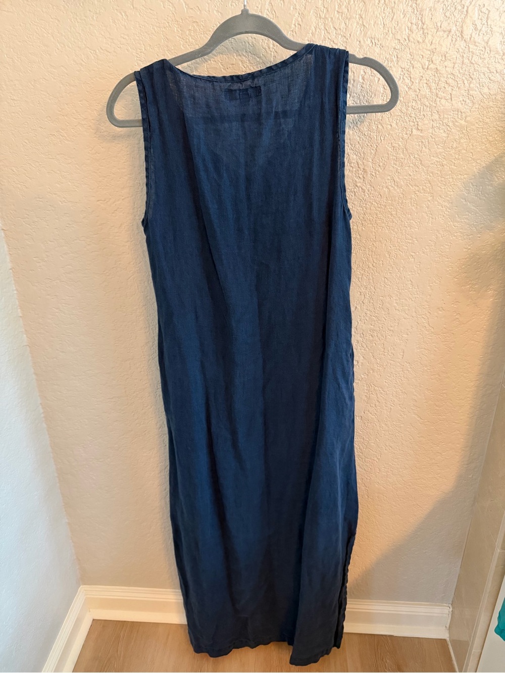 Flax Sleeveless Navy Blue Linen Maxi Dress
